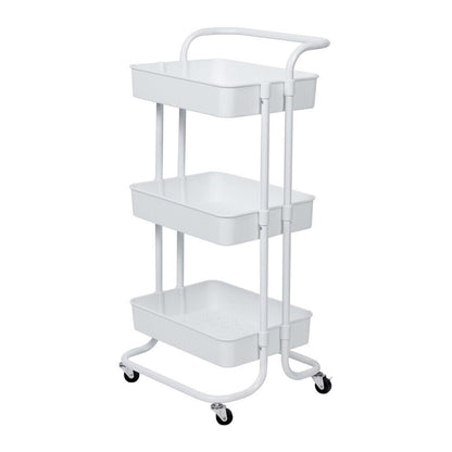 Multibao 3 Tier Storage Trolley on Wheels Cart Kitchen Utility Rolling Rack Tray Shelf for Kitchen Bathroom Laundry and Office (White)