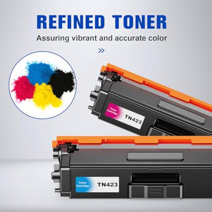 TN423 Toner Cartridge Compatible with Brother TN-423 TN-421 Work for Brother HL-L8260CDW, HL-L8360CDW, DCP-L8410CDW, MFC-L8690CDW, MFC-L8900CDW (Black, Magenta, Cyan, Yellow, 4 Packs)