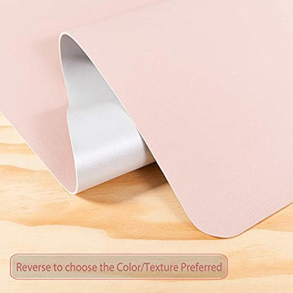 Desk Pad Large, Desk Mat, Extended Mouse Mat, Mouse Pad XXL, Desk Blotter, DOBAOJIA Laptop Pad Writing Pad for Office/Home, Dual-Side Use PU Leather Waterproof 35.4" X 16.9" (Pink/Silver)