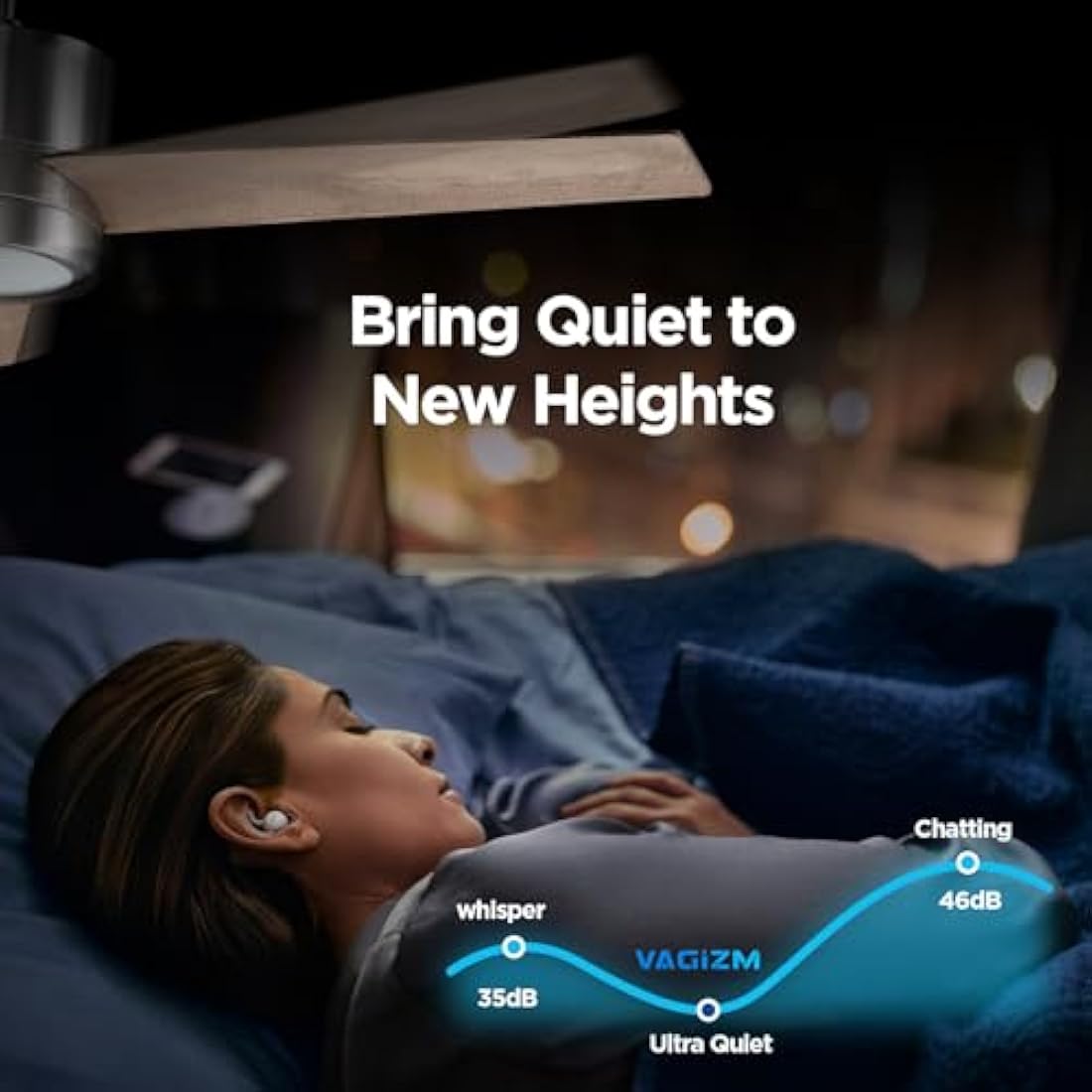 Vagizm Ceiling Fan with Light for Bedroom: 52 inch Silent Ceiling Fans with dimmable Light - Remote Control - Reversible DC Motor - Walnut - 3 Blades - Suitable for Living Room Indoor Outdoor