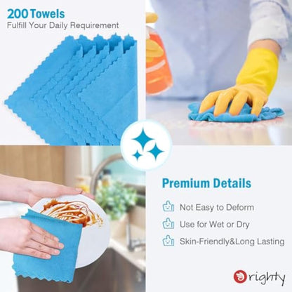 Orighty Cleaning Cloths, Shop Towels 200 Pack, Shop Rags Reusable, Microfiber Cleaning Rags Bulk for Cars, Multi-Purpose Lint Free Towels for Automotive, Mechanic, Kitchen, 29.2 x 29.2cm, Blue