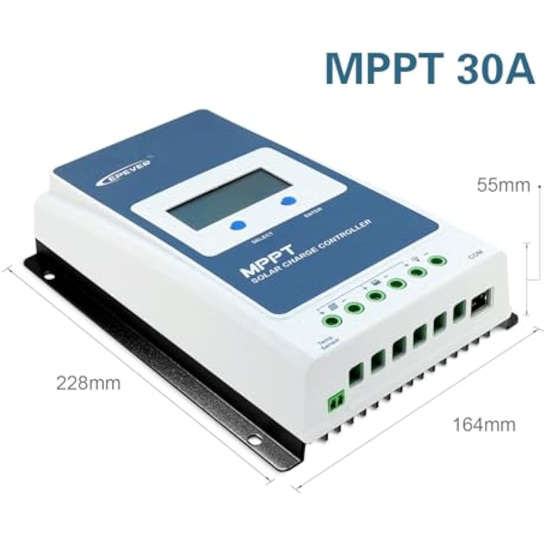EPEVER MPPT Solar Charge Controller 30A 12V/24V Auto Max PV 100V Common Negative Ground LCD Display Solar Panel Charger Regulator for Gel Flooded Sealed LiFePO4 Lithium (Tracer3210AN)