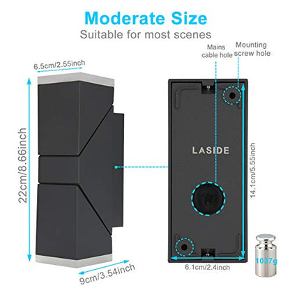 LASIDE Outdoor LED Wall Lights, Adjustable Anthracite Grey Up Down Outside Wall Lights Electric, Waterproof Aluminium 700LM Garden Wall Lights Mains