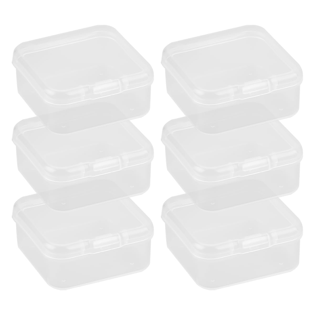 Hopzab 6 PCS Small Square Storage Boxes with Lids Mini Plastic Empty Containers for Storing Beads Pills Jewelry Game Pieces Craft and Other Small