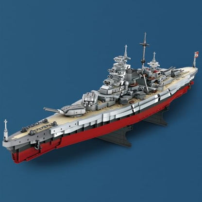 MISINI Technik FC4201 German Battleship Bismarck Clamping Blocks, 2081 PCS/MOC Large WWII German Military Warship Marine Battleship Model for Adults, Compatible with Major Brands