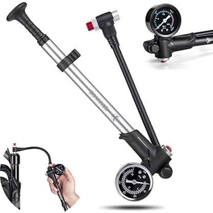 GEWAGE High Pressure Shock Pump (Max 300 PSI), 2-in-1 Bicycle Fork Pump/Bicycle Tyre Pump for MTB, Road Bike Fork and Rear Suspension, Portable Mini Pump with Bleed Button