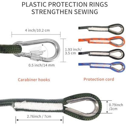 NewDoar 18KN Static Climbing Rope 10mm Accessory Cord Equipment 33FT(10M) 66FT(20M) 98FT(30M) 165FT(50M) Escape Rope with 2 Carabiners for Ice Climbing Fire Rescue Rope Safety Rope
