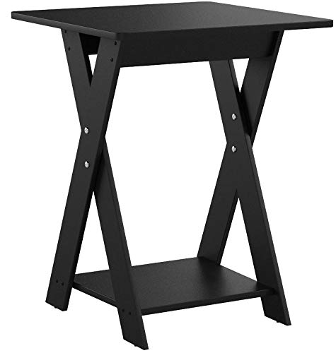 Furinno MODERN SIMPLISTIC Side Table Set of 2, End Table with X-Legs, Criss-Crossed Night Stand, Bedside Table with Open Shelf, for Living Room