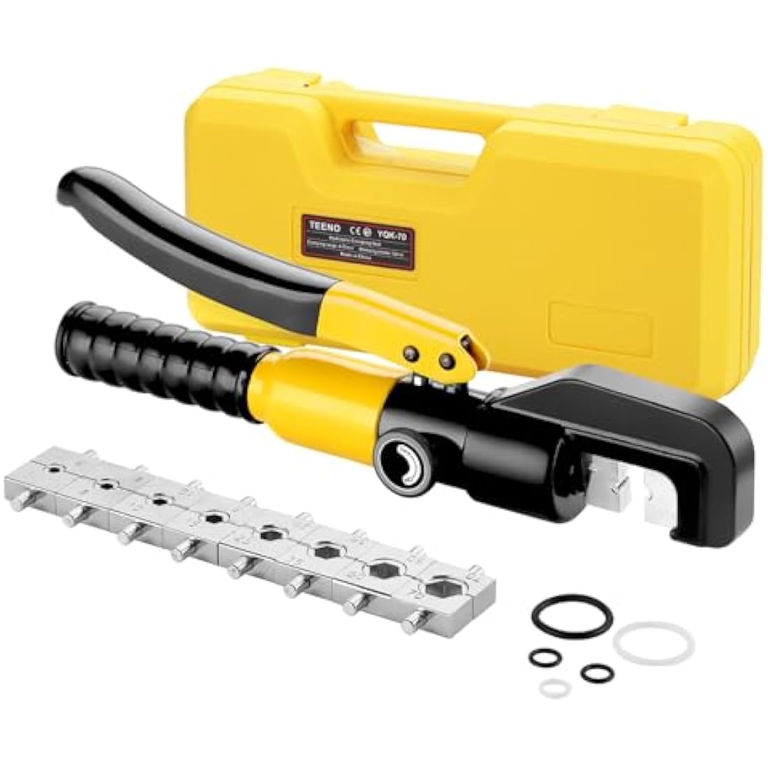 TEENO Hydraulic Crimping Tool with 9 Hex Dies,Range 12 AWG-2/0 AWG,12mm Stroke 10T,4-70mm²,for Cable Lugs Hydraulic Crimping Crimper Wire Terminal Lug Tool