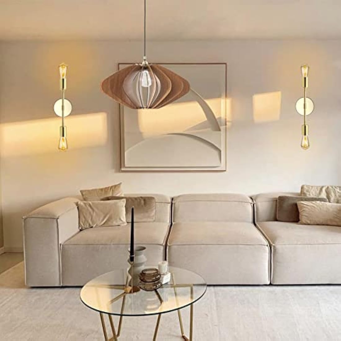 Brushed Gold Wall Sconces, Dual Socket E27 Lampholder Vanity Wall Lights Wall Lighting Fixtures for Bathroom,Living Room,Bedside, Set of 2(No Bulbs)