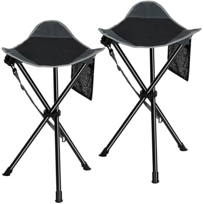 REDCAMP 22.4-inch Tall Tripod Stool Folding, 2 Pack Lightweight Tripod Chairs Portable for Backpacking Hiking Hunting Fishing, Black