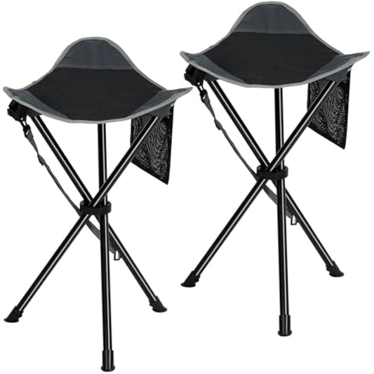 REDCAMP 22.4-inch Tall Tripod Stool Folding, 2 Pack Lightweight Tripod Chairs Portable for Backpacking Hiking Hunting Fishing, Black