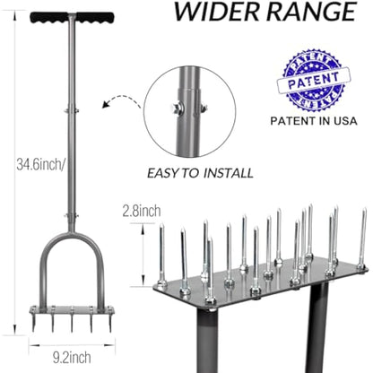 Walensee Lawn Aerator Spike Metal Manual Dethatching Soil Aerating Lawn with 15 Iron Spikes, Pre-Assembled Grass Aerator Tools for Yard, Lawn Aeration, Garden Tool, Revives Lawn Health, Patent Pending
