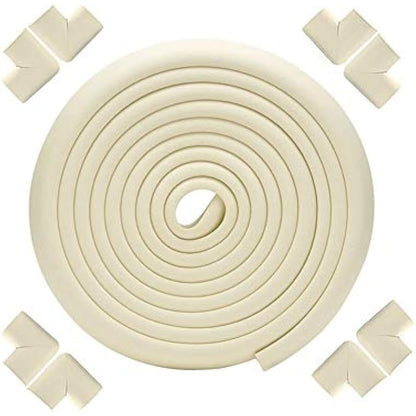 Baby Corner Guards, Fairy Baby 17Pcs Baby Proofing Kit Child Safety 1 Edge Protection 19.68 ft + 8 Corner Protectors +2 Cabinet Latch Locks + 4 Cabinet Strap Locks+ 2 Door Stopper Guards