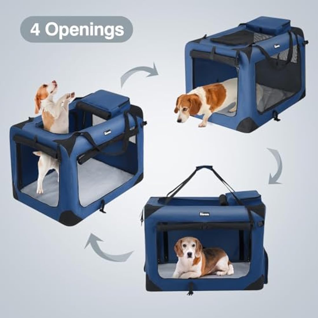 Reerooh Dog Carrier Cat Carrier Bag, Foldable Fabric Car Dog Travel Crate, Portable Soft Pet Carrier for Transport, Breathable Puppy Carrier for Large Dogs with Cushion & Dog Bowls