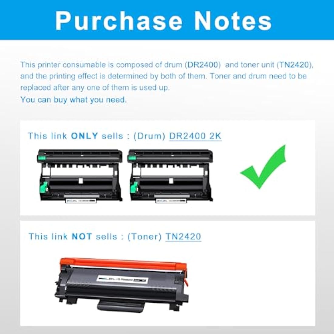 LCL DR2400 Drum Unit Replacement for Brother DR2400 DR-2400 12000Pages for HL-L2375DW DCP-L2550DW MFC-L2715DW MFC-L2750DW HL-L2386DW HL-L2385DW HL-2370DW HL-L2350DW DCP-L2537DW DCP-L2550DN 2PK