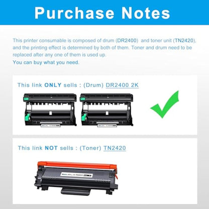 LCL DR2400 Drum Unit Replacement for Brother DR2400 DR-2400 12000Pages for HL-L2375DW DCP-L2550DW MFC-L2715DW MFC-L2750DW HL-L2386DW HL-L2385DW HL-2370DW HL-L2350DW DCP-L2537DW DCP-L2550DN 2PK