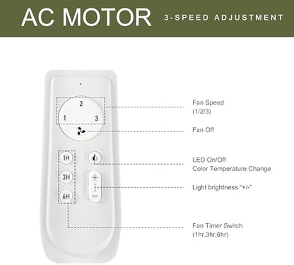 FINXIN Ceiling Fan with Lamp, Ceiling Fan with Light White/Black Ceiling Fans for Bedroom,Living Room,Dining Room Including Motor,Blades,Remote Switch (52" Black 5-Blades)