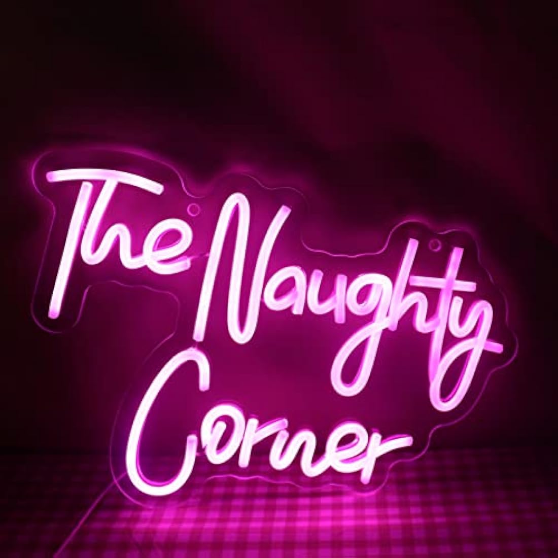 QiaoFei LED "The Naughty Corner" Neon Sign Pink Word/Letters USB Powered Neon Lights for Girls Room Home Bar Art Wall Decor Party Window Living Room Decor Birthday Christmas' Gift(Pink)