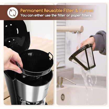 Aigostar Filter Coffee Machine, Programmable Drip Coffee Maker with 24hr Timer & 40min Keep Warm, Fast Brewing, 1.5L Coffee Filter Machine with Anti-Drip & BPA Free - Benno 30YWZ