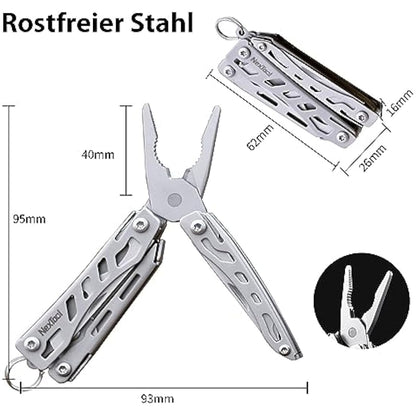 NexTool Mini Flagship 10 in 1 Multi-Tool, Multitool with Multitools Pliers, Camping Pliers, Can Opener, Scissors, Screwdriver, Bottle Opener, Gifts for Men, Father's Day Gifts-Silver