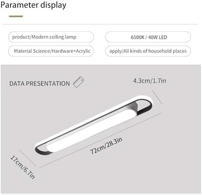 Naroume Modern LED Flush Mount Ceiling Lamp, 72cm Linear Metal Ceiling Chandeliers for Living Room, Bedroom, Dining Room, Office, Hallway, Closet, Aisle