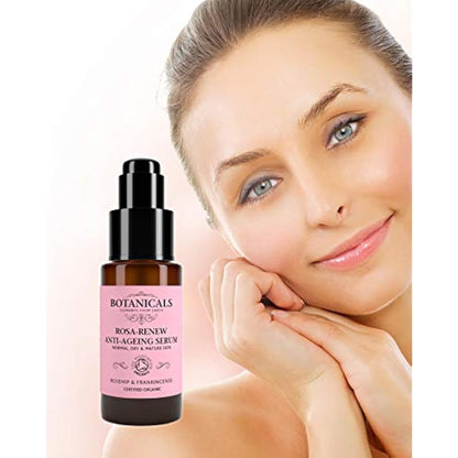 Rosa-Renew Facial Serum - Anti Ageing, Nourishing Face Repair Formula to Help Reduce Signs of Aging, Fine Lines and Wrinkles in Dry or Mature Skin, Organic Rosehip & Frankincense (30ml)