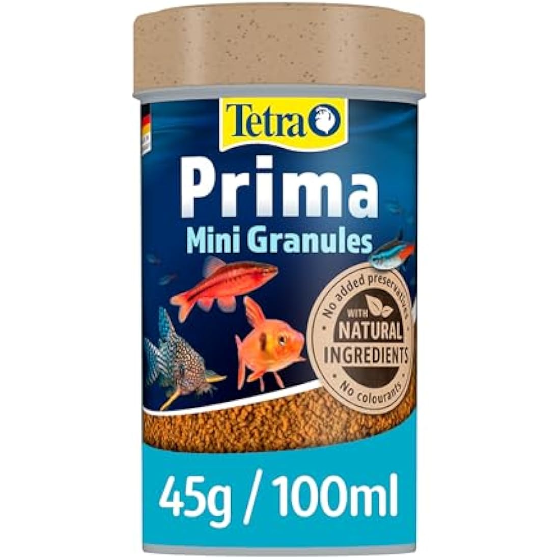 Tetra Prima Fish Food Mini Granules, Complete Food for Small Mid-Water and Bottom-Feeding Fish, 100 ml