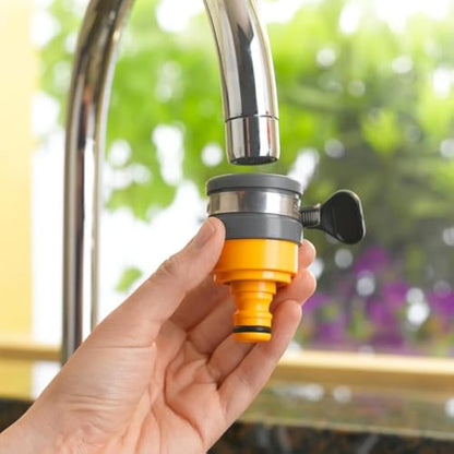 HOZELOCK - Indoor Tap Connector Round ø 20mm -24mm : For Modern Threadless Kitchen Taps, Adjustable Stainless Steel Collar, Easy and Tight Connection, Loose [2177P9000], Yellow