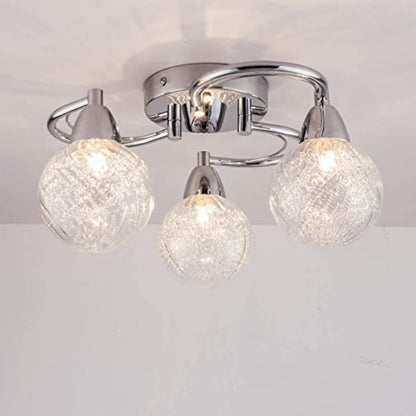 AUROLITE AL1033 BOLLA 3xG9 LED Semi Flush Ceiling Light, Polished Chrome Finish, 12W, Warm White (3000K), Ideal for Living Room, Bedroom, Kitchen, and Hallway