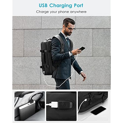 HOMIEE Easyjet Cabin Bags 22-40L Expandable Travel Backpack 45x30x17 Underseat Carry On Backpack Flight Approved Hand Luggage Suitcase 15.6 Inch Laptop Rucksack Fit Casual Daypack School Bag Black