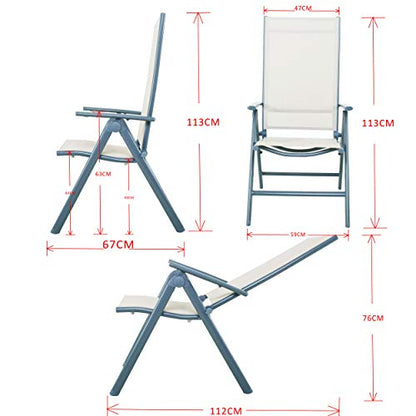 Chicreat Korfu Aluminium Folding Chair, Beige, 67 x 59 x 113cm