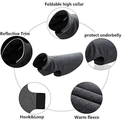 Morezi Cozy Fleece Dog Coats Puppy Clothes Elastic Belly Vest Waistcoat Winter Warm Jacket Reversible Dog Coat for Small Medium Large Dogs - Gray - S