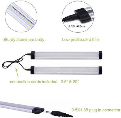 AIBOO Under Cabinet Lights Kit LED Rigid Bar with Dial Dimmer Switch for Kitchen Cupboard Closet Lighting (2700K Warm White, 8 Panels)