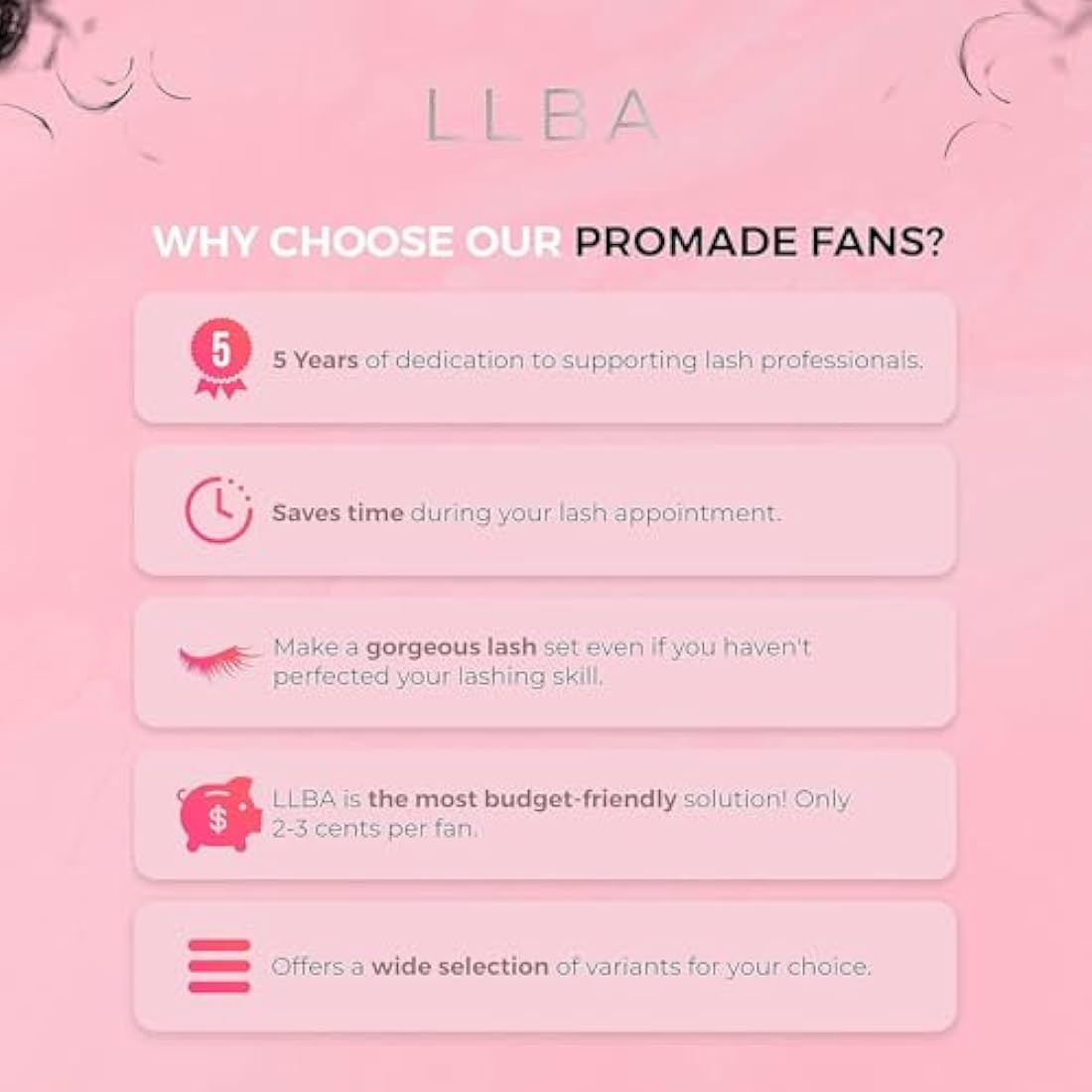 LLBA Promade Mix Fans | Handmade Volume Eyelashes | Multi Selections From 5D To 12D | C CC D Curl | Thickness 0.03~0.1 mm | 9-18mm Length | Long Lasting | Easy Application (8D-0.05 C, 9-10-11mm)