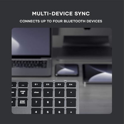 Satechi Slim X3 Bluetooth Backlit Keyboard with Numeric Keypad for Mac, Illuminated Keys & Multi-Device Sync, for Macbook Air/Pro M4, iPad Air/Pro M4, Mac Mini, iMac - Space Grey (US-QWERTY LAYOUT)