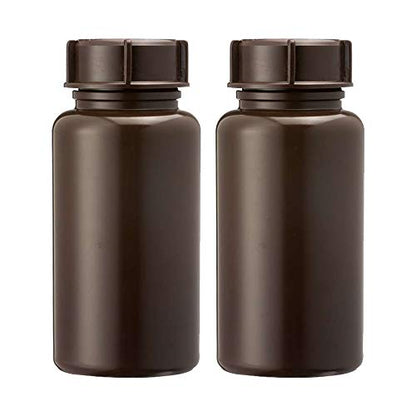 3Wthings Pack of 2 wide-neck bottles made of LDPE with screw cap, 500 ml, colour: brown (lightproof)