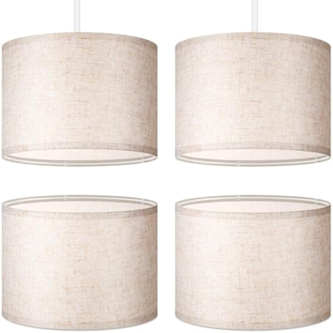Weewooday 4 Sets Fabric Lampshade with E27 to E14 Adapter Ring Modern Ceiling Pendant Table Drum Light Shade Linen Lamp Shades for Table Bedside Floor Lamp(Taupe,10 Inch)