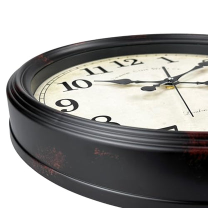 DIYZON Round Classic Wall Clock Silent Non Ticking 16'' Extra Large Quartz Vintage Clock, Curved glass Rome Retro Clock Battery Operated, Suitable