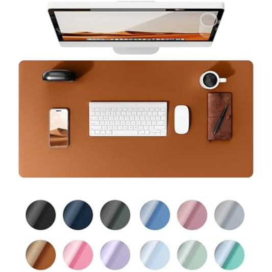 YSAGi Leather Desk Mat, Large Mouse Mat, Non-Slip Desk Pad, Waterproof PU Leather Table Protector Writing Pad for Office and Home (80 x 40 cm, Brown)