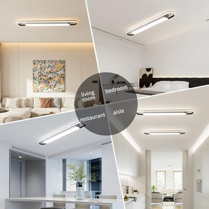 Naroume Modern Smart LED Linear Ceiling Lights Dimmable LED Ceiling Lamp with Remote Control 4ft Acrylic Flush Mount Ceiling Lighting Fixtures for Living Room Kitchen Dining Room (6-58) x2W (122CM)