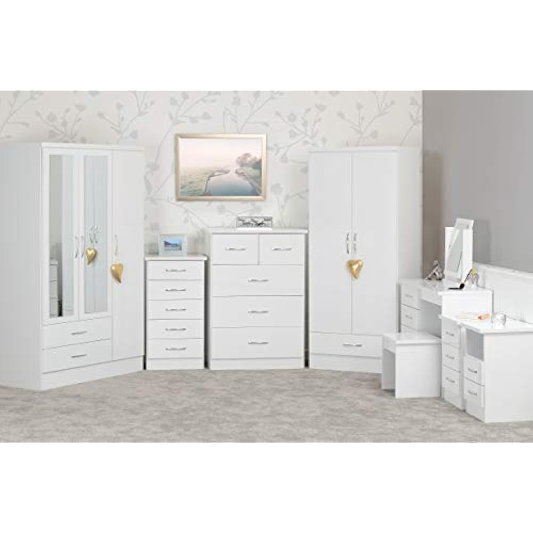 Seconique Nevada 3+2 Drawer Chest in White Gloss