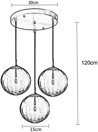LFsem 3 Lights Pendant Lighting Fixture with 15cm Glass Globe Lampshades, E14 Gold Metal Fittings, Height Adjustable Ceiling Pendant Light for Dining Room Over The Table and Kitchen Island (Blue)