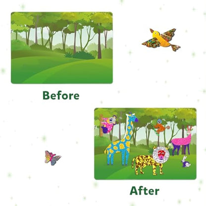 Skillmatics Foil Fun - Animals, No Mess Art for Kids, Travel Toys, Craft Kits, DIY Creative Activity, Gifts for Boys & Girls Ages 4, 5, 6, 7, 8, 9