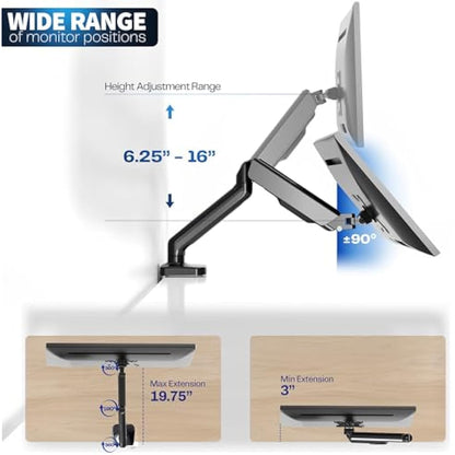 VIVO Single 17 to 32 inch Monitor Height Adjustable Counterbalance Mechanical Arm Desk Stand, Classic, Universal VESA Mount, STAND-V001O