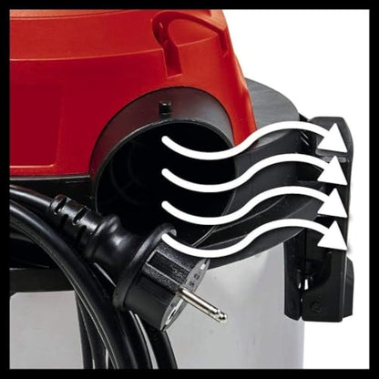 Einhell TC-VC 1820 S wet and dry vacuum cleaner (1,250 W, 20 l stainless steel tank, blow connection, 4 castors, Ø 36 mm suction hose + extension, floor nozzle, filters)