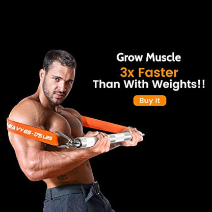 DASKING Resistance Bands Set with 98cm Detachable Exercise Bar, 4 Different Level Pull Up Bands - Fitness Workout Bars Kit for Strength Training, Pilates, Yoga - Home Gym Sports System Equipment