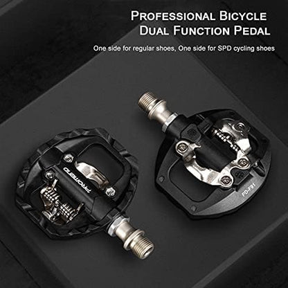 MTB Pedals Dual Platform with Cleats - Compatible with Shimano SPD Cleats, 3 Sealed Bearing Lightweight Nylon Fiber Bicycle Pedal for Gravel, BMX,
