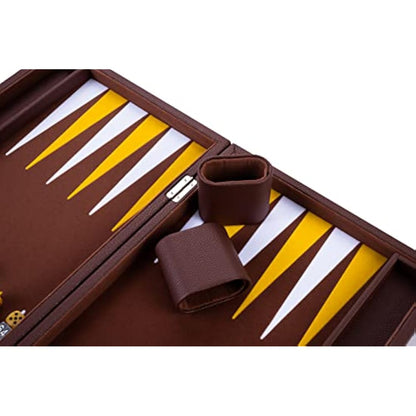 Engelhart - 250525 - Luxury 18" backgammon set inlaid velvet - leatherette exterior - pearly dice and token