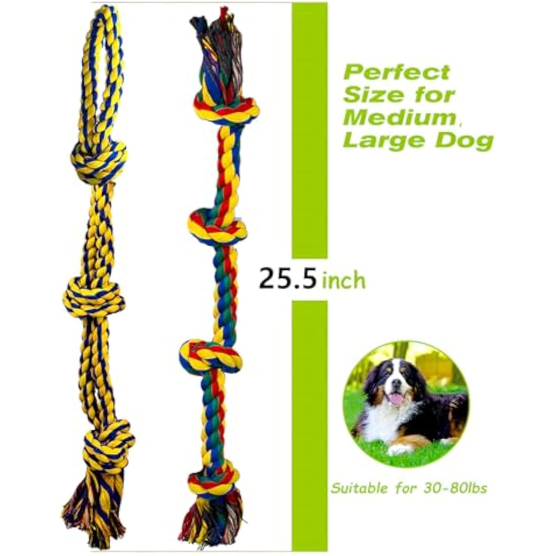 Decyam Dog Rope Toys for Large and Medium Breeds - 2 Pack of Heavy Duty XL Indestructible Dog chew Toys, 100% Cotton Tough Rope Chew Toy